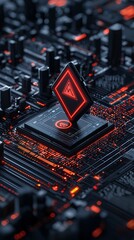 Obraz premium Risk management analysis, digital graphs with caution symbols, 3D illustration