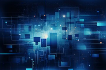 Fototapeta premium Abstract blue, seamless background, data processing technology with lines and squares. glowing lines