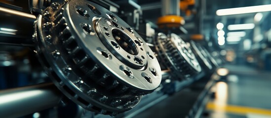 Fototapeta premium Car Brake System Manufacturing Process in a Factory Generative AI