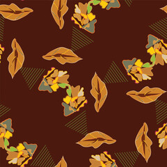 seamless flowers pattern illustration. Fabric motif texture. Floral element colorful vintage background.