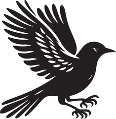 A minimalist black and white silhouette of a hummingbird in flight