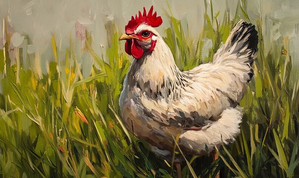 Profile portrait Amrock chicken in grass