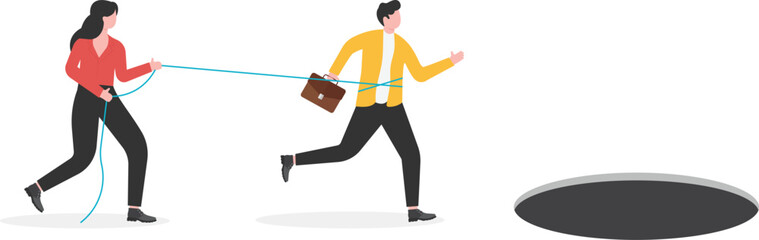 Tug-of-war, businessman trying to get rid of control

