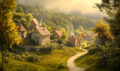 Obraz premium the neighborhood and nearby houses in the summer