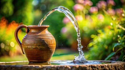 Stock photo of a fountain in the form of a jug