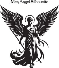 Man angel silhouette vector illustration