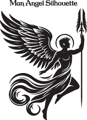 Man angel silhouette vector illustration