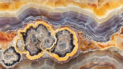 Obraz premium Close up of a beautiful agate stone, showing the intricate patterns and colors of the mineral