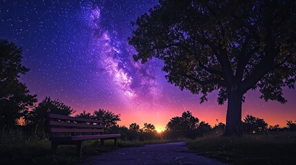 A starry night in purple tones.