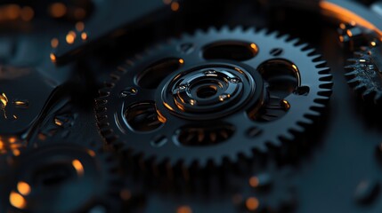 Macro shot of metallic gears in motion inside a clock, highlighting their intricate design and synchronization.