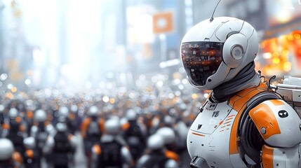 Vibrant monochromatic festival scene with bright decorative lights a bustling crowd and an atmosphere of excitement and community spirit  Focused on the side view of the lively