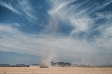 Dust devil stirred up in deserted field