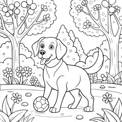 Dog outline for coloring page , kids coloring books, vector illustration design. 
