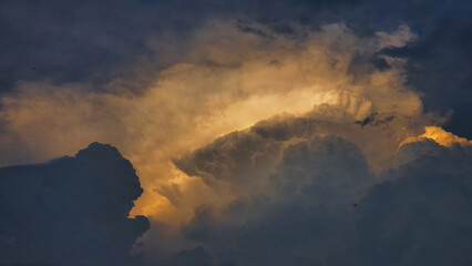 Big clouds in the sky during sunset