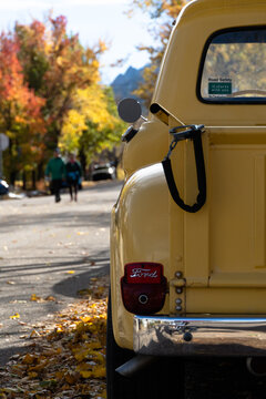 Vintage Yellow Truck In The Fall