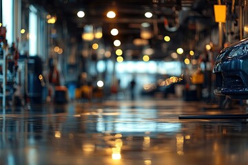 Blurred abstract background with light. Perfect for a website or presentation on car repair or maintenance.