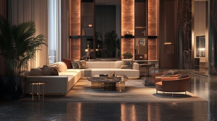Elegant evening design for a modern luxury living room