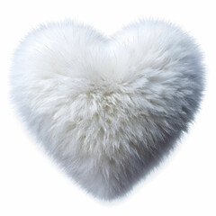 charming heart shape in fluffy white on a pure white background