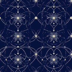 Seamless Asanoha Pattern with Symbolic Design Elements