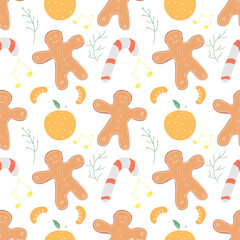 Seamless christmas pattern. New year background. Colored illustration with christmas icons