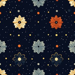 Asanoha Pattern Design with Seamless Floral Elements