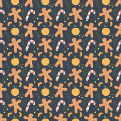 Seamless christmas pattern. New year background. Colored illustration with christmas icons
