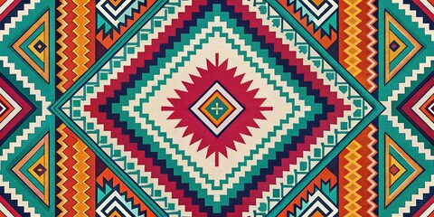 Vibrant Aztec Geometric Pattern Background Design