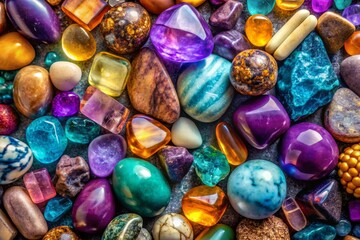 Colorful Semiprecious Stones on Natural Surface