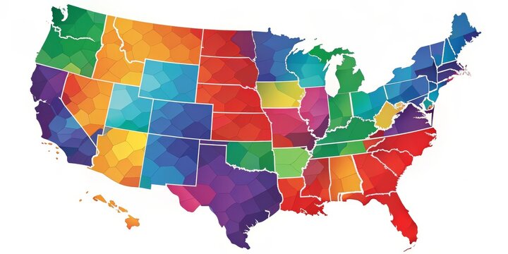 Colorful Vector Map of the USA with State Silhouettes