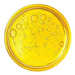 Yellow Liquid with Bubbles in a Circular Container
