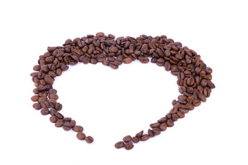 Artistic Coffee Bean Heart Formation on a White Canvas
