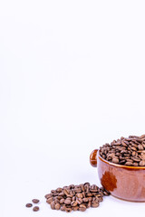 Natural Coffee Beans in a Bowl Against a Bright Background