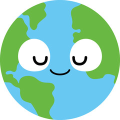 Cute planet earth cartoon character. Flat design illustration.	