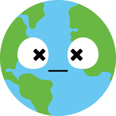 Cute planet earth cartoon character. Flat design illustration.	