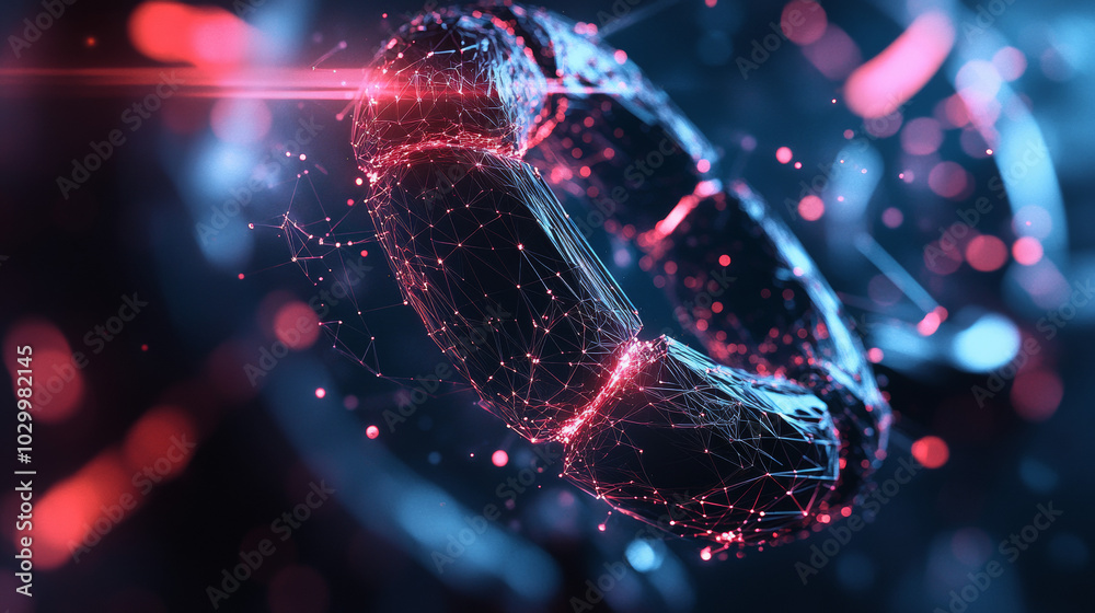 Poster a blockchain network is represented as a chain of connected links, signifying security in online bus
