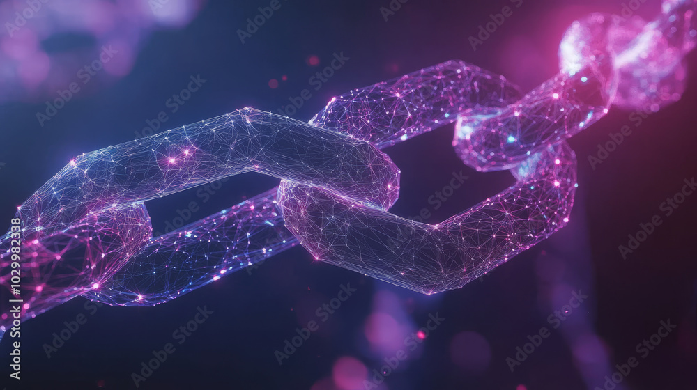 Poster a blockchain network is represented as a chain of connected links, signifying security in online bus