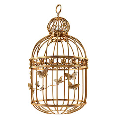 Golden Birdcage with Ornate Butterflies