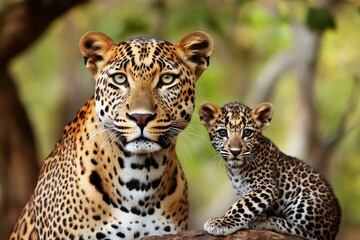 A pair of Cheetah in a captive breeding program, surrounded by natural habitat