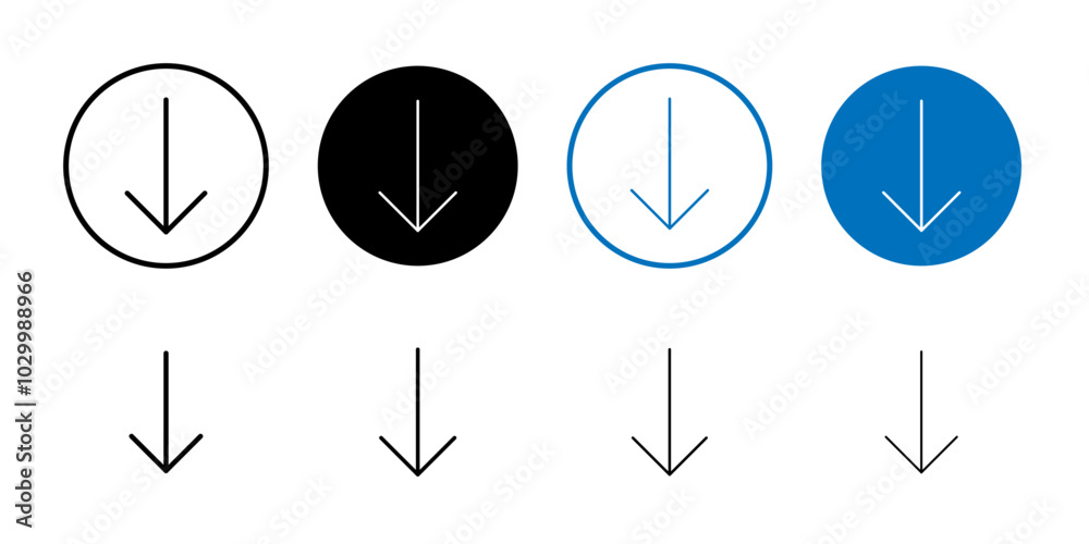 Aufkleber Arrow down icon Outline vector for web ui