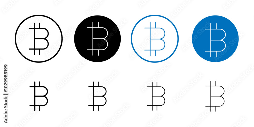 Poster Bitcoin Icon Outline vector for web ui