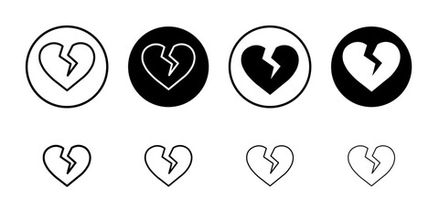 Broken heart icon Outline vector for web ui