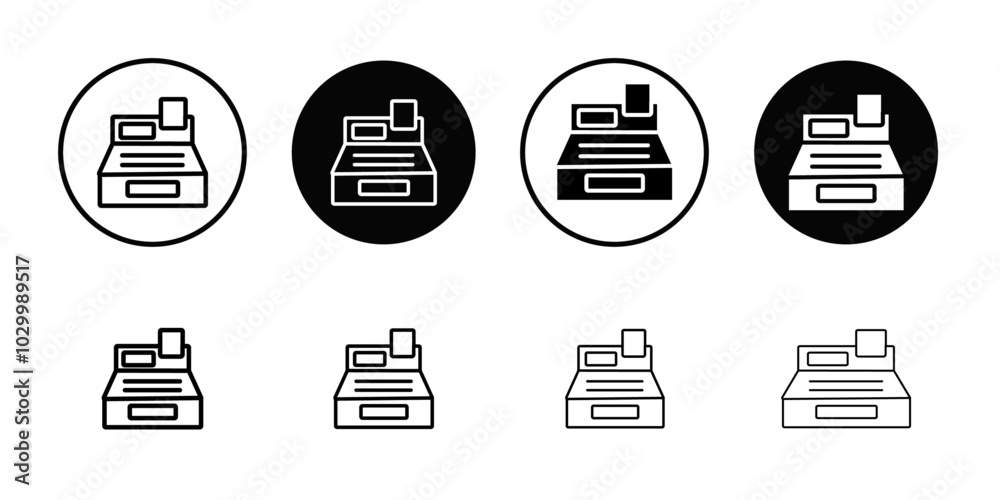 Poster cash register icon outline vector for web ui