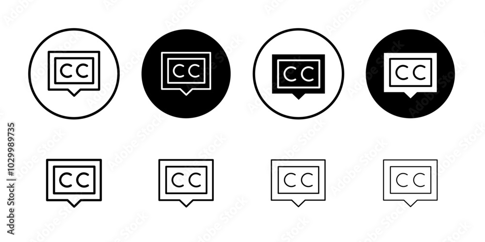 Poster Closed caption icon Outline vector for web ui