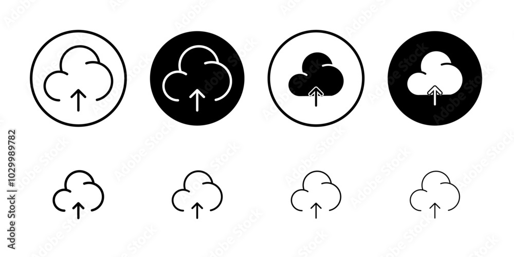 Aufkleber cloud upload icon outline vector for web ui