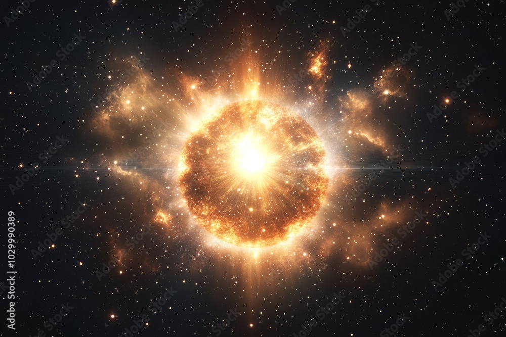 Aufkleber a wide-angle view of a celestial star with cosmic elements, ideal for futuristic designs., photo of 