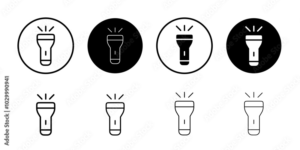 Poster Flashlight icon Outline vector for web ui