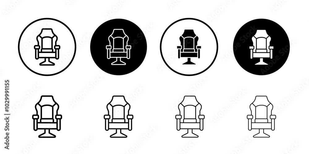Poster gaming chair outline vector for web ui