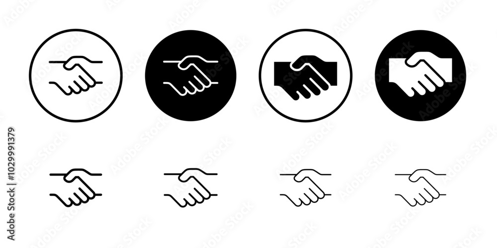 Poster Handshake icon Outline vector for web ui