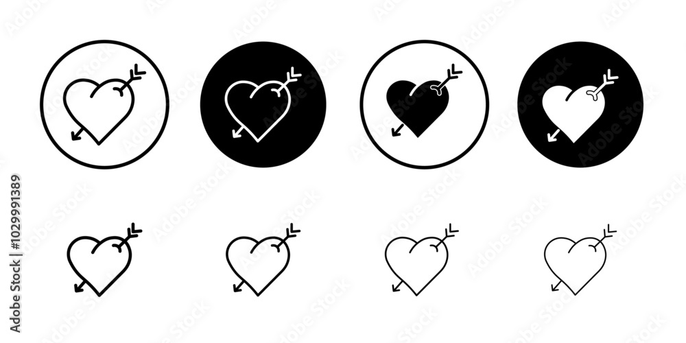 Poster Heart with arrow icon Outline vector for web ui