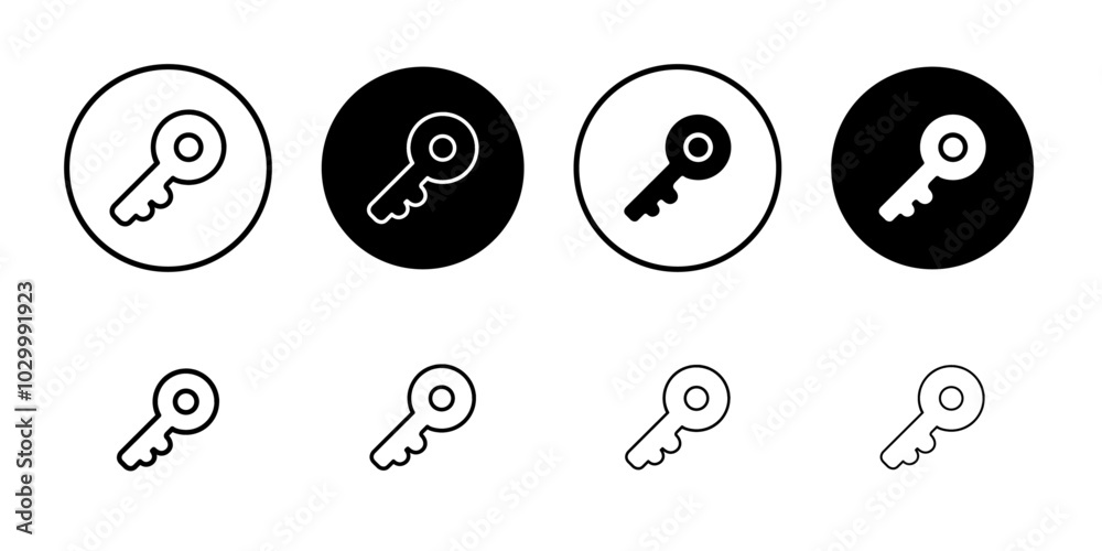 Poster Key icon Outline vector for web ui